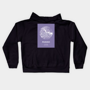 City map in purple: Amsterdam, The Netherlands, with retro vintage flair Kids Hoodie